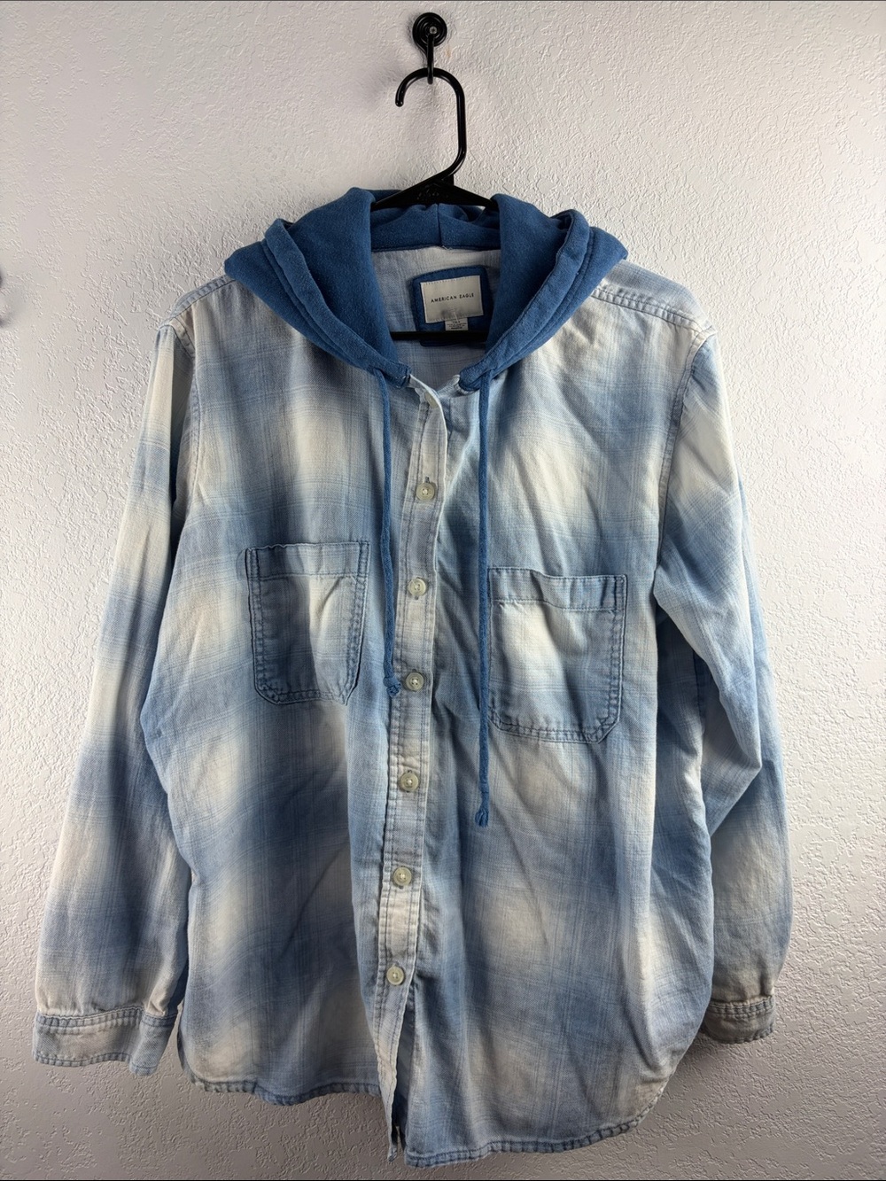 American Eagle Men’s Cabin Flannel Hoodie Size L NC0298
